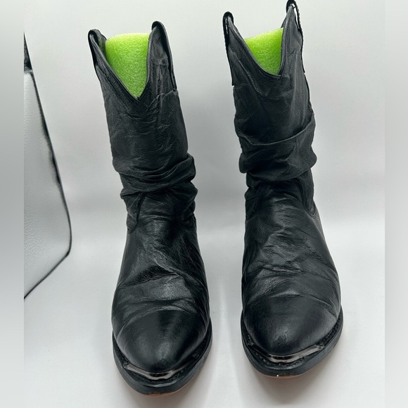 Dingo Slouch Cowboy Boots Black Leather Western boot Biker  women’s size 6 - Picture 8 of 10